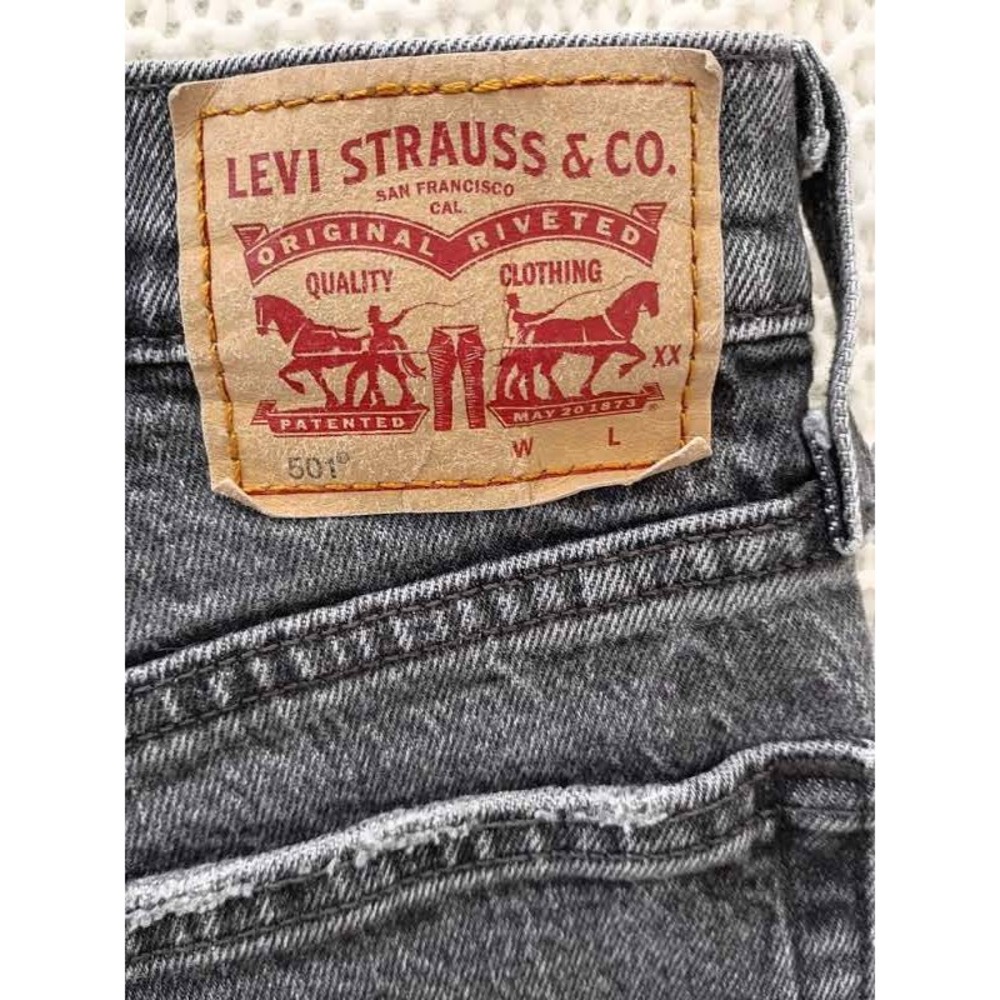 Levi's 501 Skinny Jeans Gray Black High Rise Raw Hem 26x29 - Picture 4 of 13